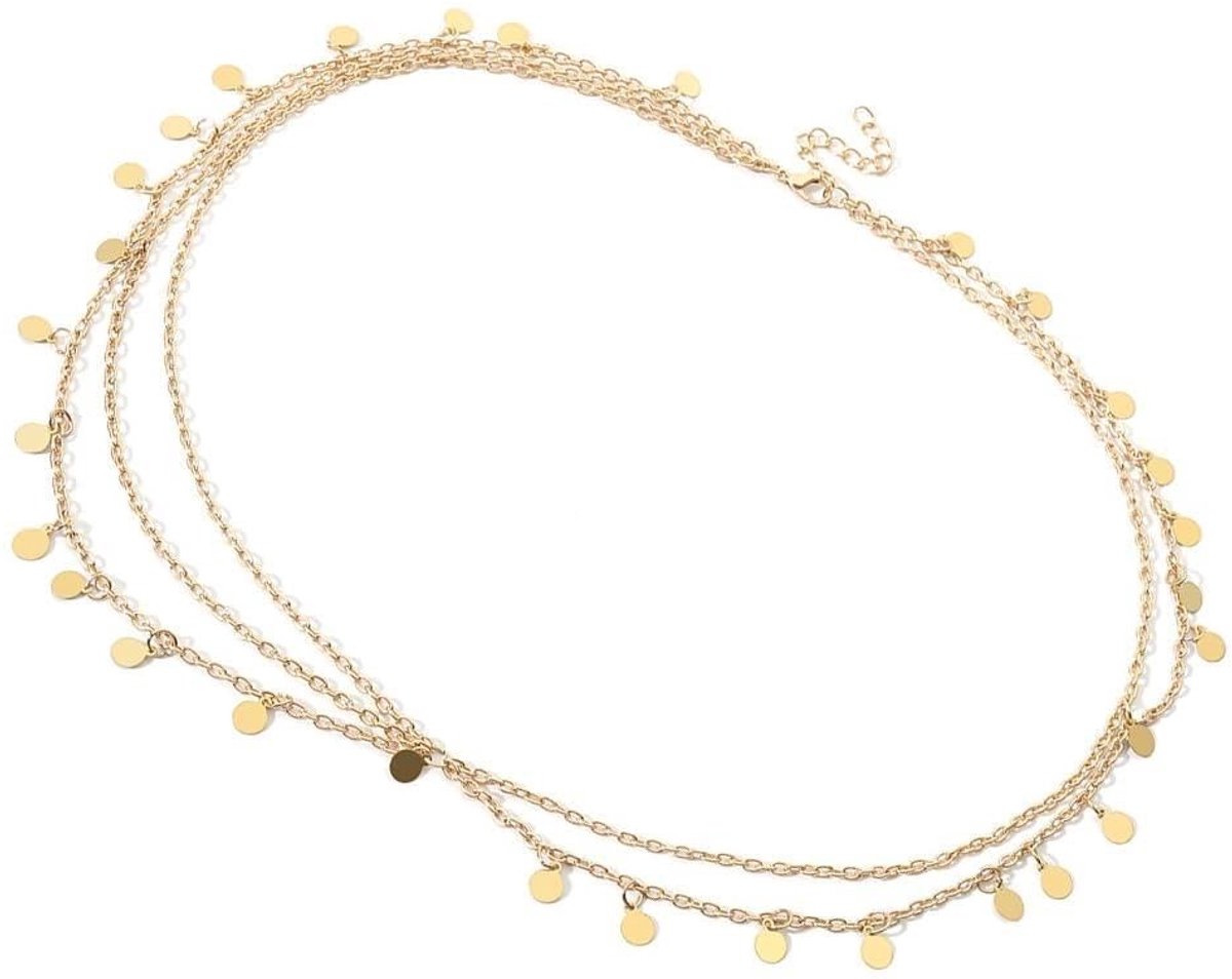 Dailygoods- Waarzegster Kostuum Goud - Hoofdketting/Hoofdband - Haarornament - Verstelbaar - Kwastjes - Glinsterend Ontwerp - Feestkostuum