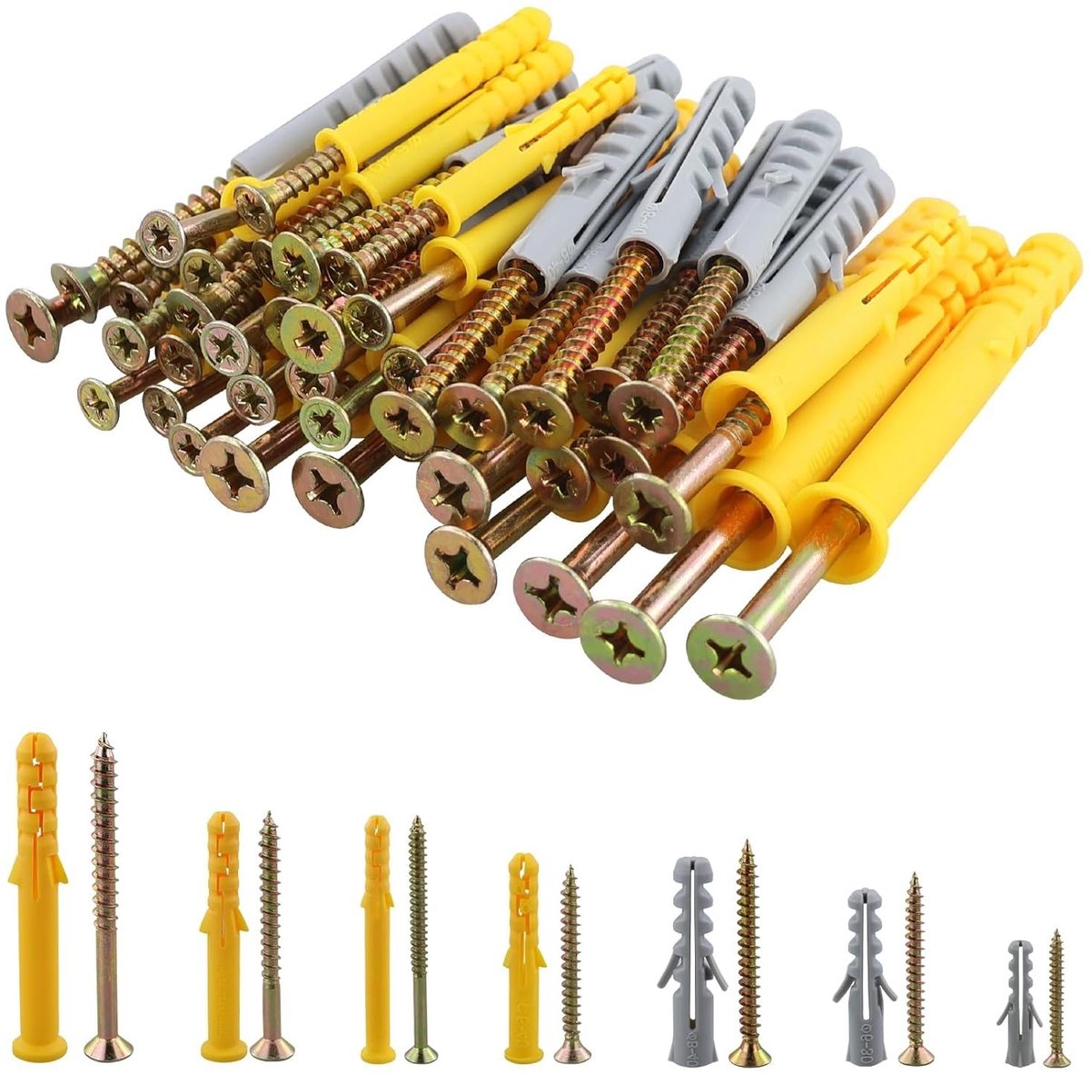 Dailygoods - 270 Stuks Expansieschroeven en Pluggen voor Zware Belasting