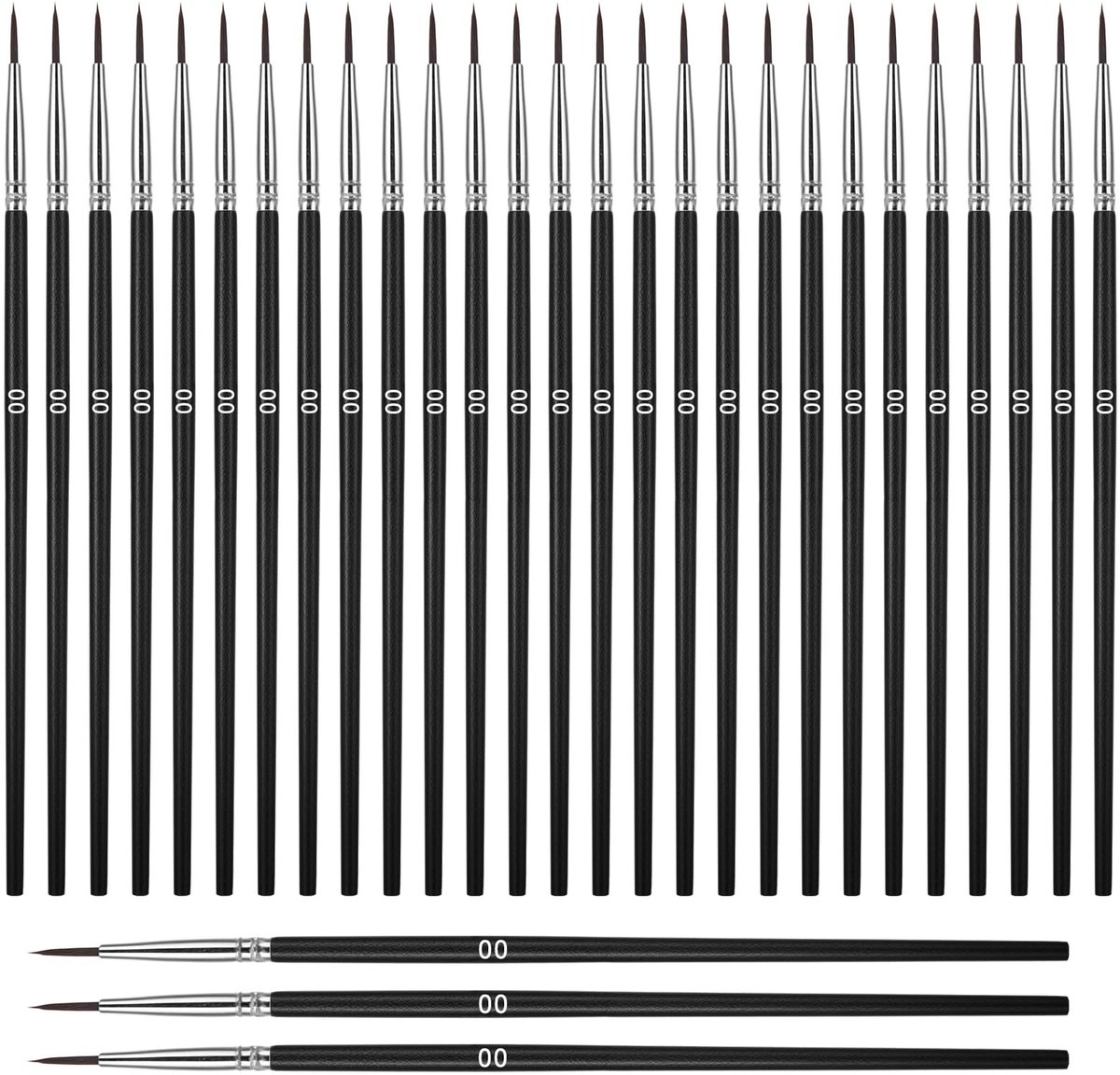 Dailygoods- Penselenset 30 Stuks - Fijne Detailkwasten - Professionele Kwasten - Acryl/Aquarel - Geschikt voor Modelbouw/Knutselen - Nylon/Hout - Verfkwasten