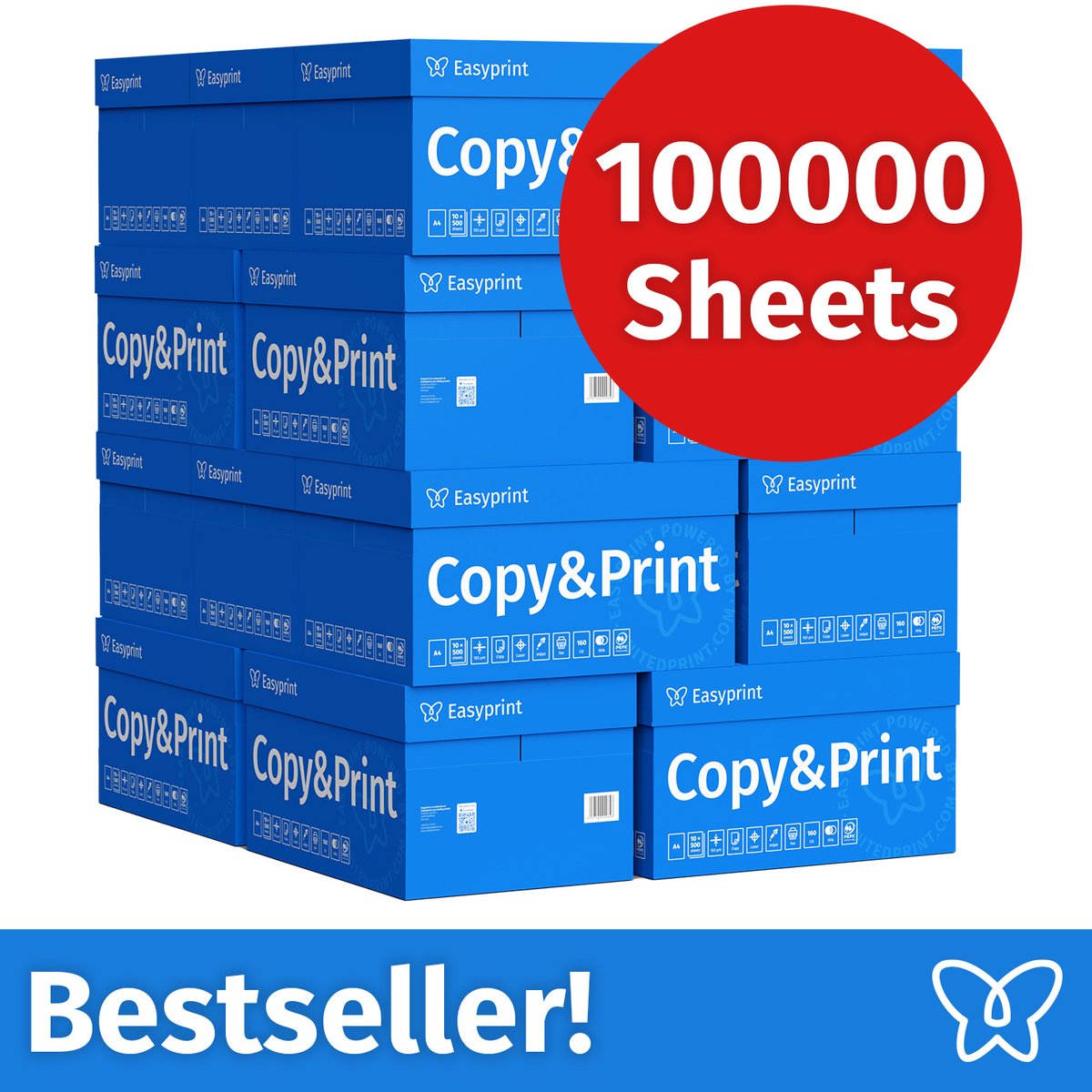 Easyprint Printerpapier kopieerpapier 100000 vellen 20 x 5.000 A4 premium wit testwinnaar PEFC