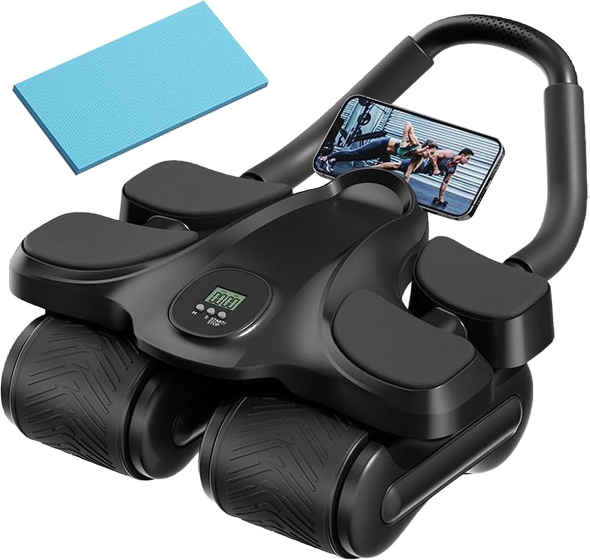 Buikspierwiel - Core Trainer - Spierversterking Thuis - Met Timer & Elleboogsteun - 36x22x14 cm - Zwart