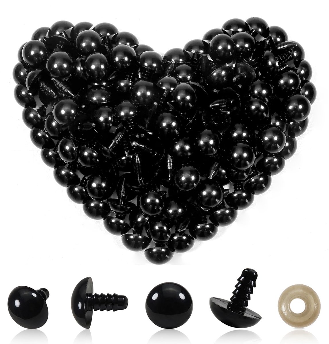 Dailygoods- Poppenogen 14 mm - Veiligheidsogen - Vulling voor knuffels - Kunststof Ogen - 150 stuks - Inclusief sluitringen