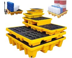 Modulaire Opvangbak - Lekpreventie Platform - Industrieel Gebruik - Verwijderbaar Rooster - 66x36x12cm - Geel Zwart