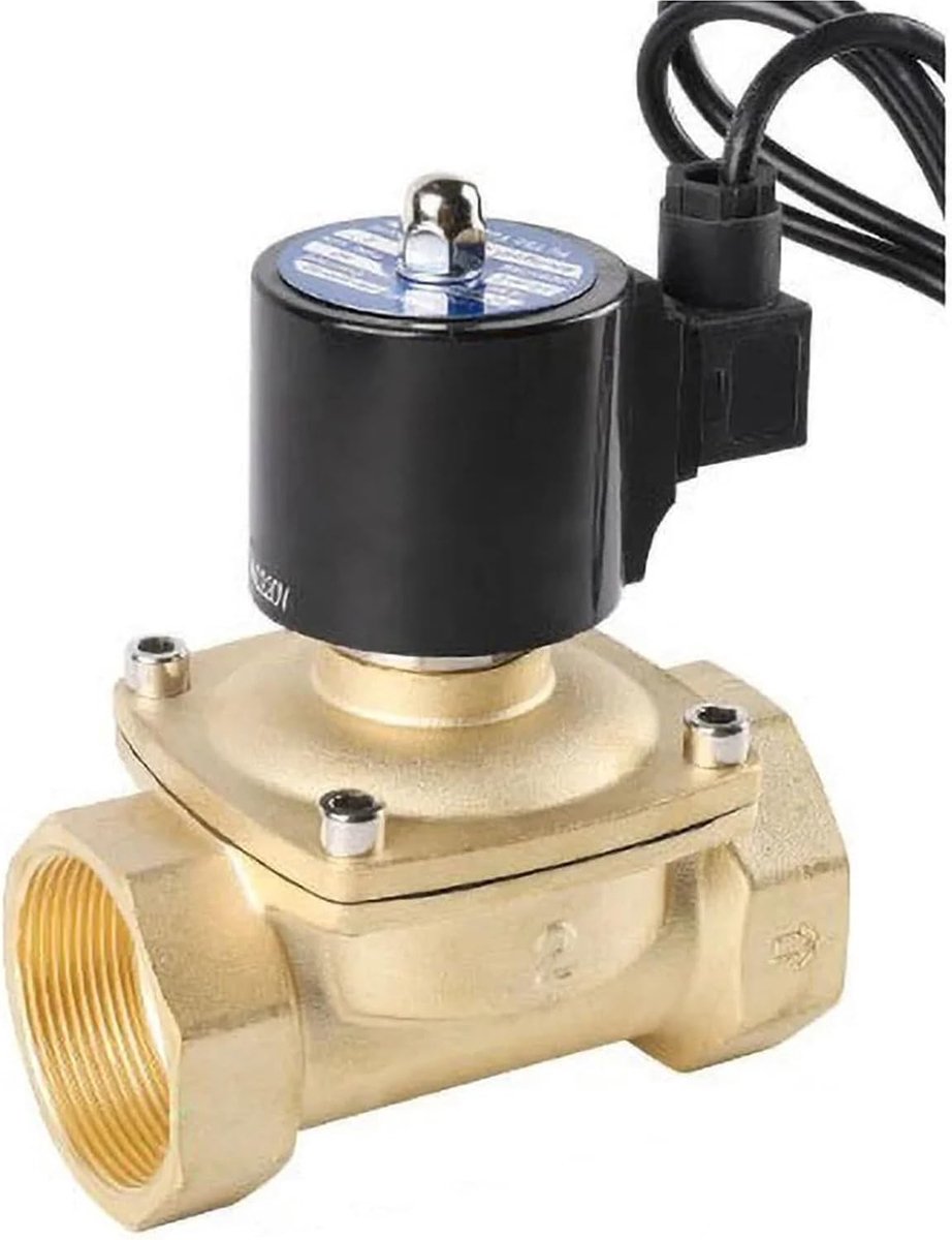 Waterdichte Solenoïdeklep - Elektromagnetische Kraan - Waterregeling - Normaal Gesloten - DN50 - Messing