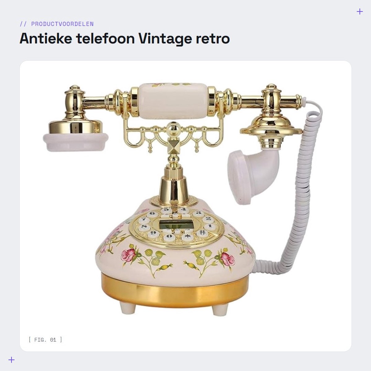 Dailygoods- Antieke Telefoon Roze Keramisch - Retro Telefoon met Snoer - Vaste Lijn Telefoon - Telefoonhouder - Decoratieve Telefoon - Ronde Basis 160 mm