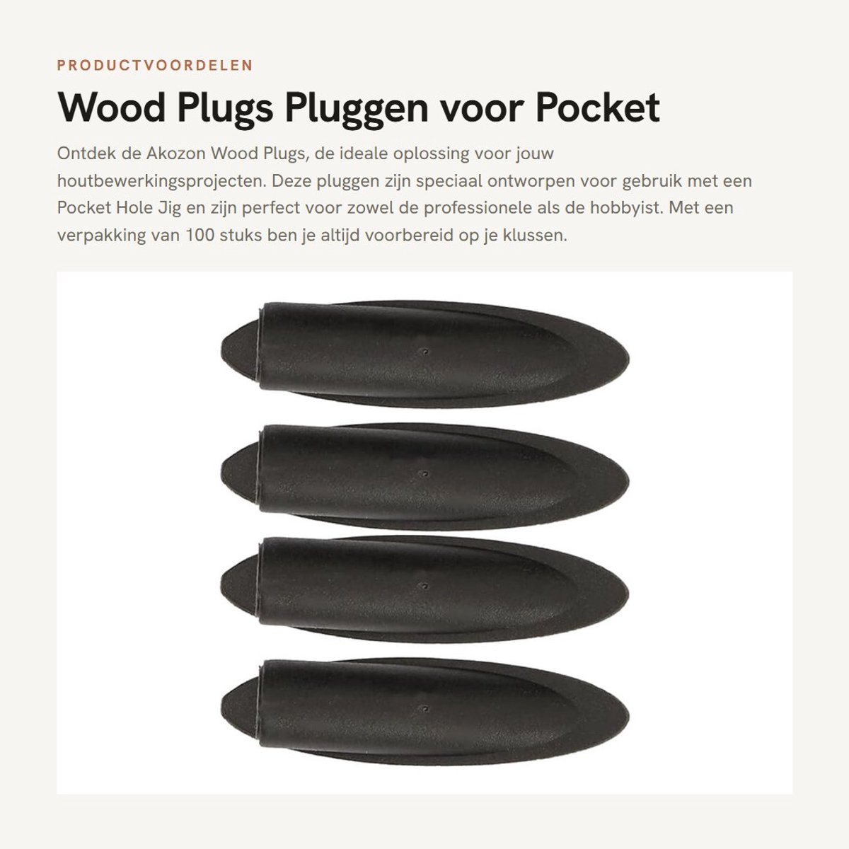 Dailygoods- Houtpluggen 9,5mm - 100 Stuks - Kunststof - Accessoires