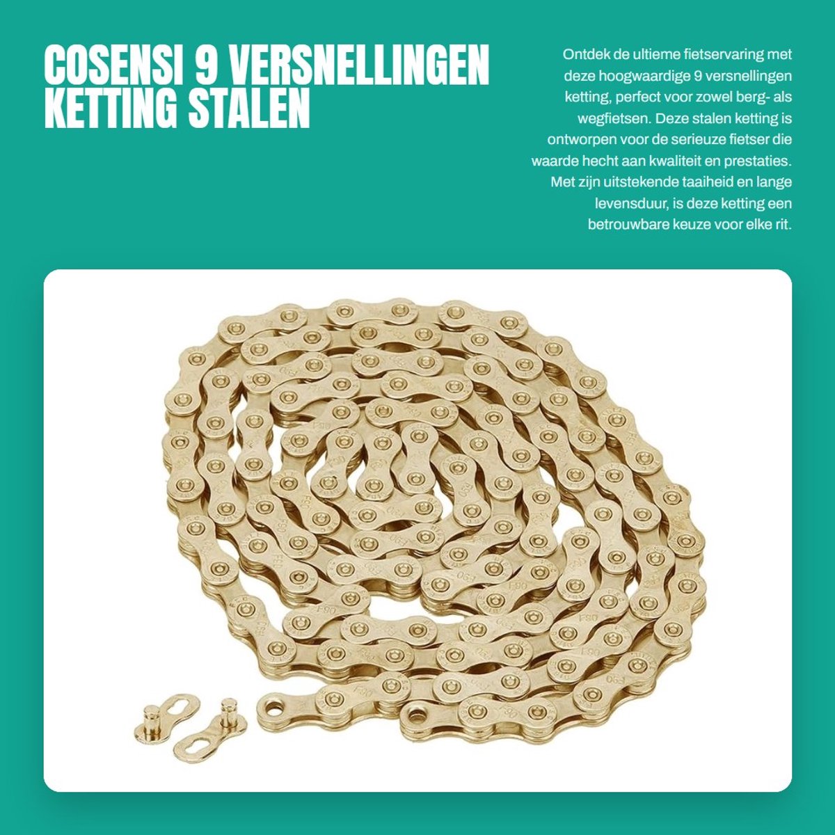 Dailygoods- Fietsketting 9 Versnellingen - 116 Schakels - Hoogwaardig Staal - Slijtvast - Universeel Ontwerp - Lange Levensduur - Fiets Ketting