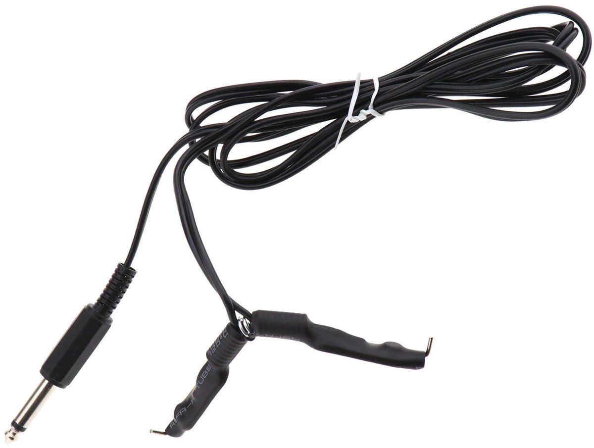ONF3 - Tattoo Clip Cord - Flexibele Tattoo Machine Adapter - Zwart - 1/4 inch Phono-plug - Geschikt voor Tattoo Voeding - 2 meter lang