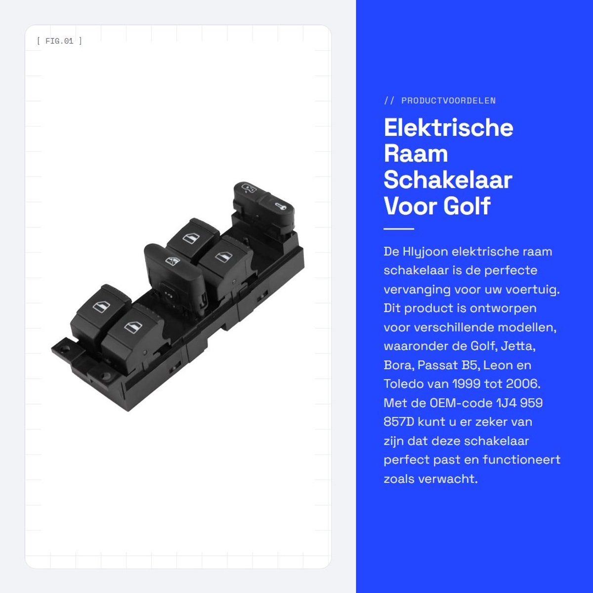 Dailygoody - Elektrische Raam Schakelaar - Voor Golf Jetta Bora