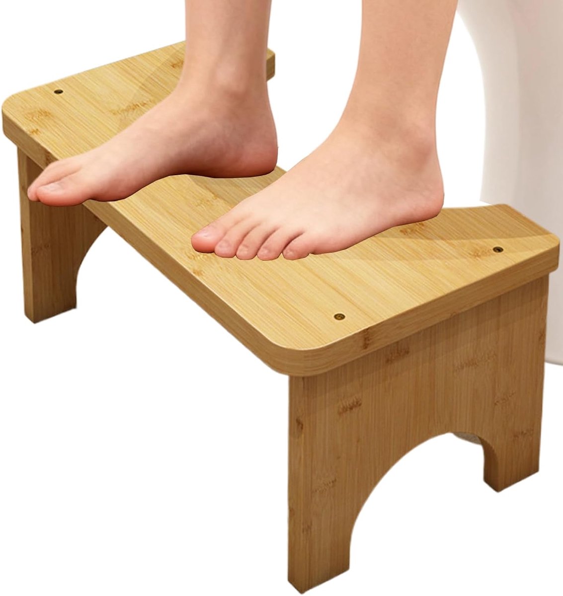 Toiletkruk Hout - Opstapje Badkamer - Comfortabel Zitten - Ergonomisch Ontwerp - 37 cm - Houtkleur