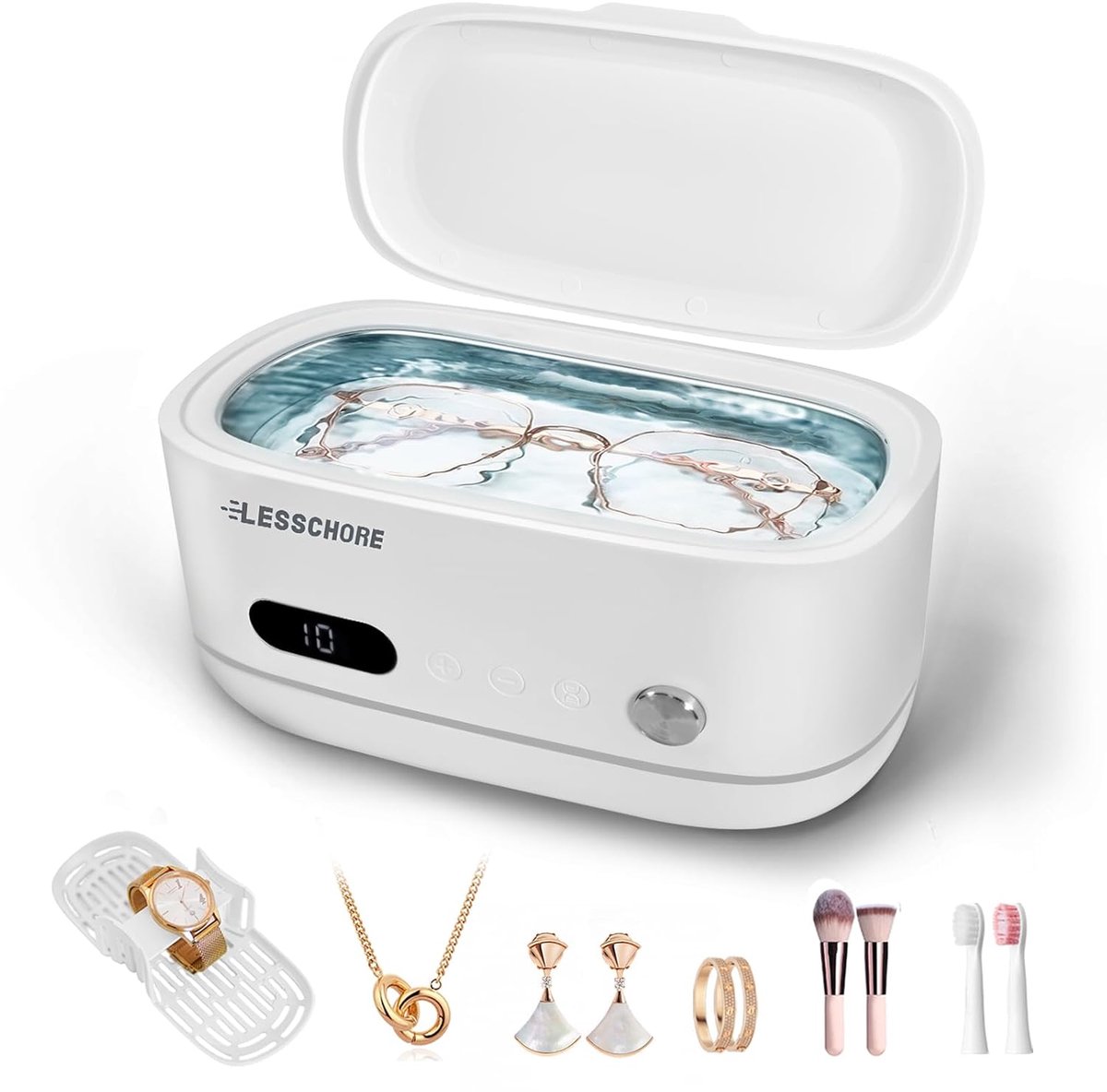 Ultrasone Reiniger - Sieraden Schoonmaker - Sieraden Polijsten - Intelligente Timer - 480 ml Tank - Wit