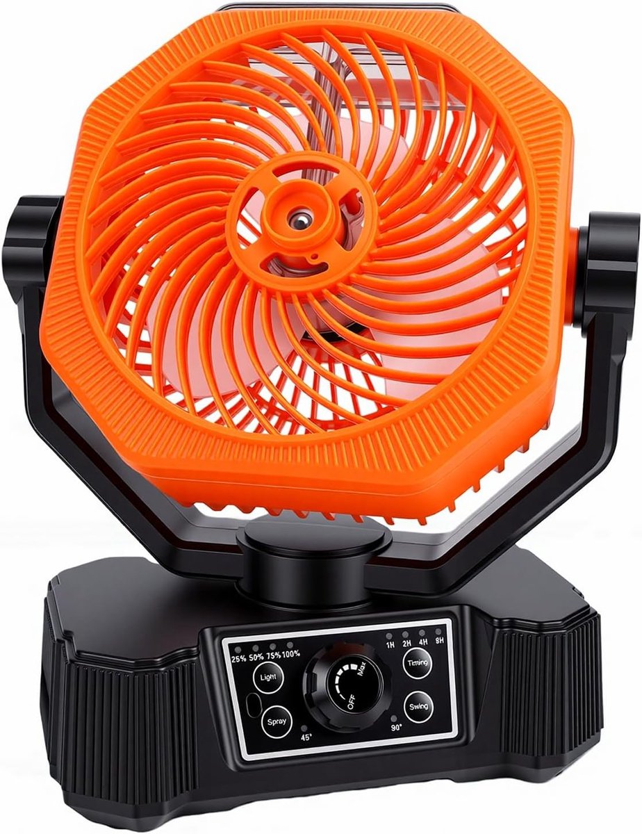 Vernevelende Ventilator - Buiten Ventilator - Kamperen - Op Zonne-energie - 180 ml Tank - Wit