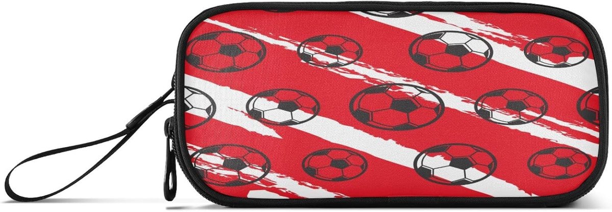 Grote Capaciteit Etui Voetbal Sport 3 Compartiment Pen Box Pouch Houder Organizer Briefpapier Tas voor School Meisje Jongen Tiener, Meerkleurig, Schooltas