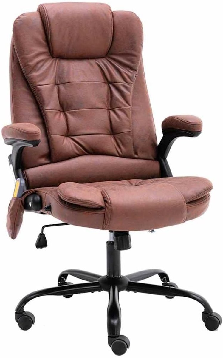 Bureaustoel met massage - Werkstoel relax - Comfortabel werken - Ergonomisch ontwerp met verwarming - 67x71x119 cm - Lichtbruin