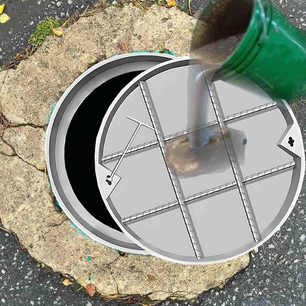 Ronde Afvoerputdeksel - Inspectiedeksel Verzonken - Buitenruimte Afwerken - Roestvrij Staal - 30 cm - Zilver