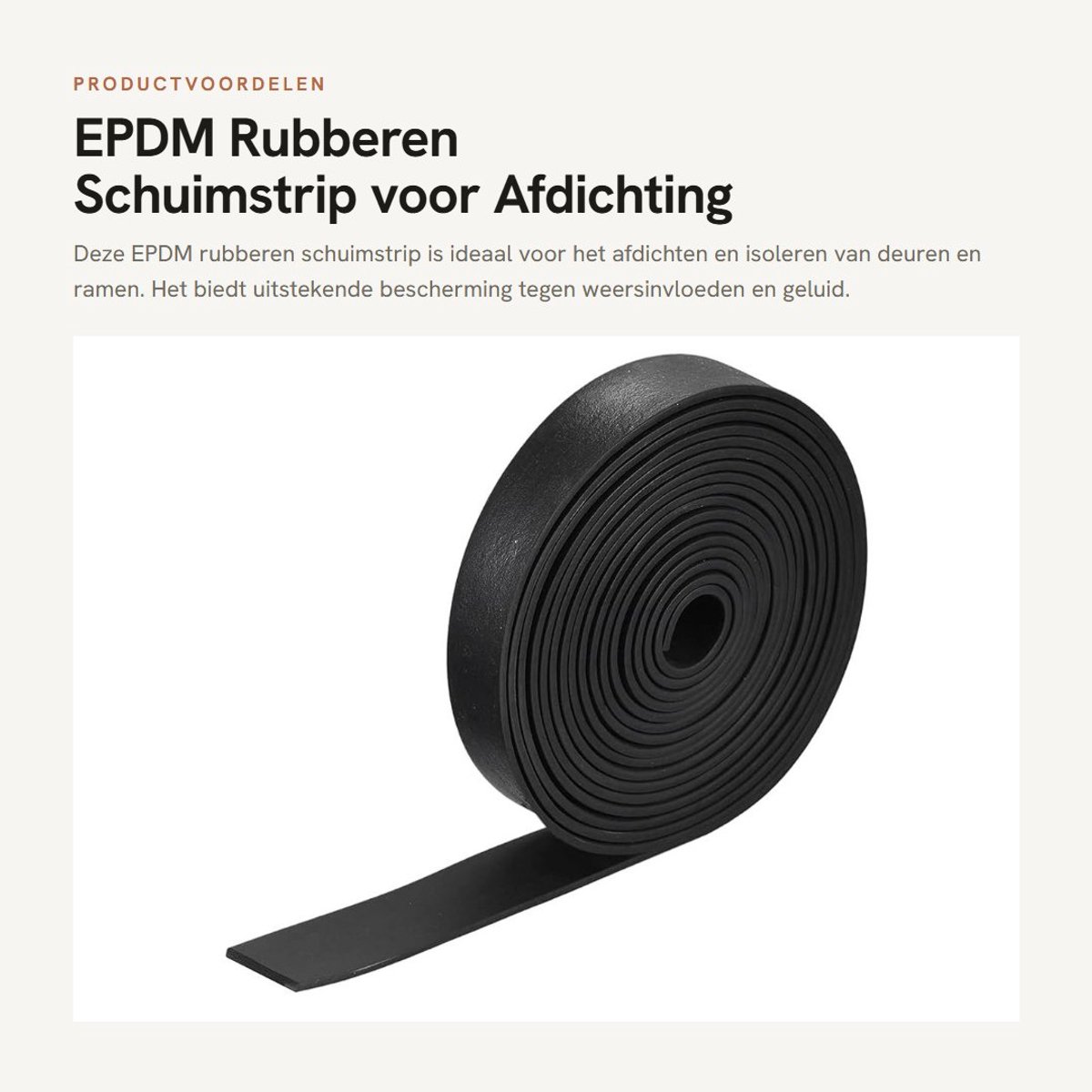 Dailygoods- Schuimstrip 5 mm (D) x 10 mm (B) x 2000 mm (L) - Afdichtstrip Douchedeur - Waterisolatie - Geluidsisolatie - Slijtvast - Flexibel en aanpasbaar