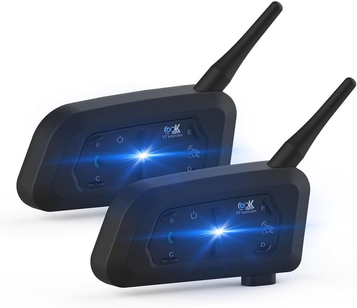 Motorhelm Communicatie - Motor headset - Groepsgesprekken voeren - Tot 7 rijders - 700 meter bereik - Zwart