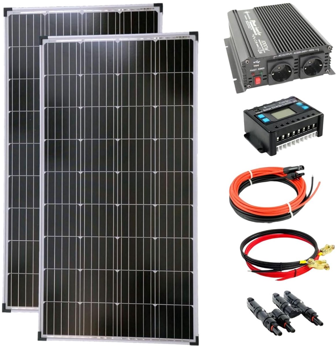 Zonnepanelen set - Energie set - Autonoom systeem - Complete installatie - 2 x 130 Watt - Zwart