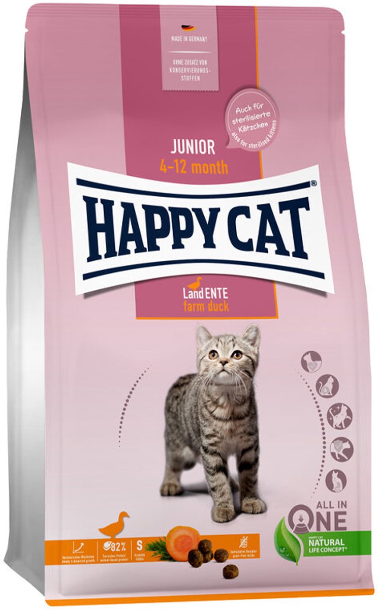 Happy Cat Junior Kattenvoer - Eend - 1,3 kg