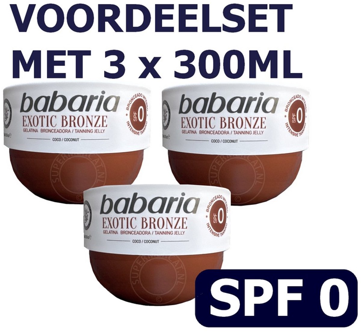VOORDEELSET met 3 x Babaria Exotic Bronze Gelatina Bronceadora / Tanning Jelly Coco FACTOR 0 - 300ml.