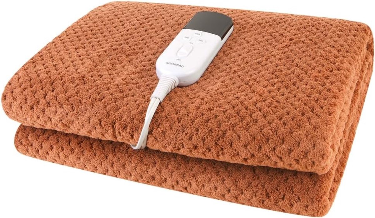 Verwarmde deken - Elektrisch plaid - Ontspannen op de bank - Machinewasbaar - 150 x 80 cm - Bruin