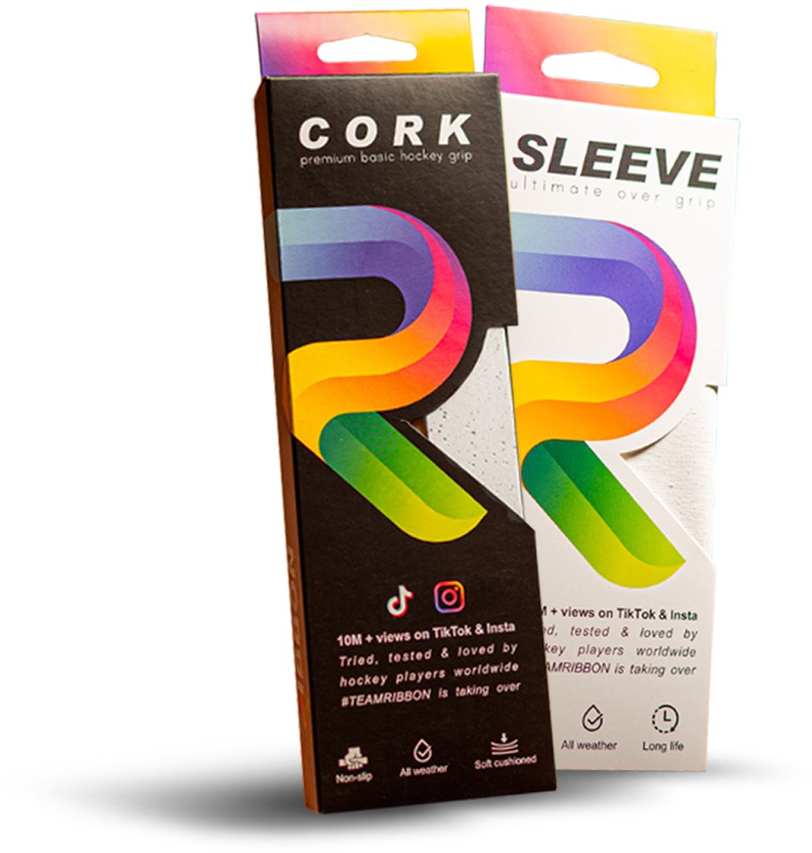 RIBBON Sportgrip Hockey Basisgrip én Sleeve – Grip Tape Hockeystick – Sleeve - Natuurlijk Comfort – Anti-Slip - DUO Pack - Wit
