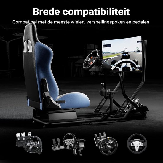 Racecockpit Met Stoel - Simulatie Standaard - Race Simulatie Gaming - Verstelbare Hoek - 136 x 71 x 108 cm — afbeelding 5