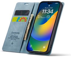CaseMania Bookcase hoesje geschikt voor Apple iPhone 14 Plus - Effen Aqua - Kunstleer