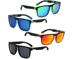 Set van 4 Zonnebril - Zonnebril heren gepolariseerd - zonnebril heren - zonnebril dames - zonnebrillen - Polarized - Zonnebril Groot Model - UV-bescherming en ultralichte - Unisex - Voor autorijden, fietsen, sporten en vrije tijd