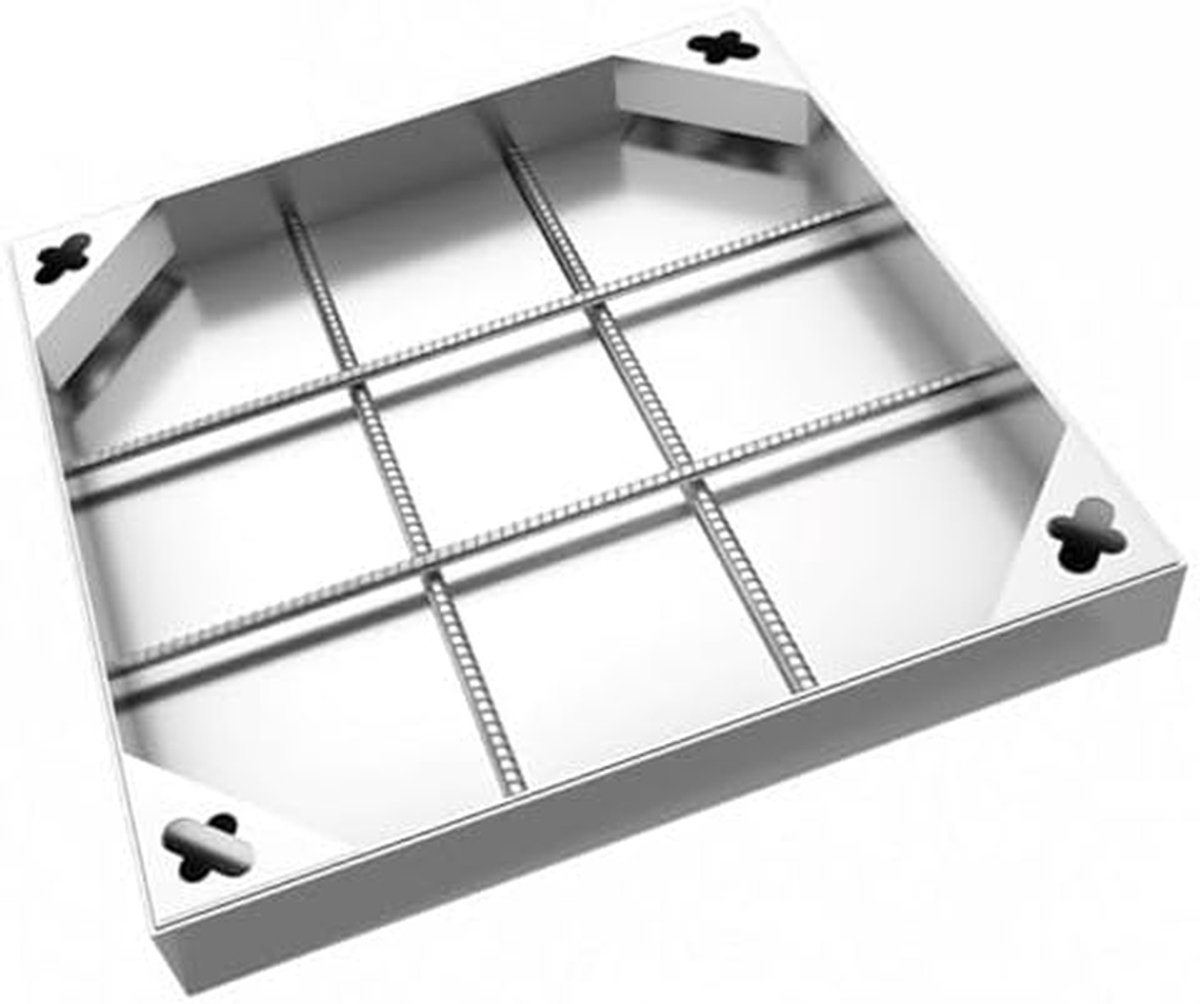 Putdeksel RVS - Afdekplaat Frame - Afwatering Afdekken - Naadloos Ingebouwd - 500x500mm - Zilver