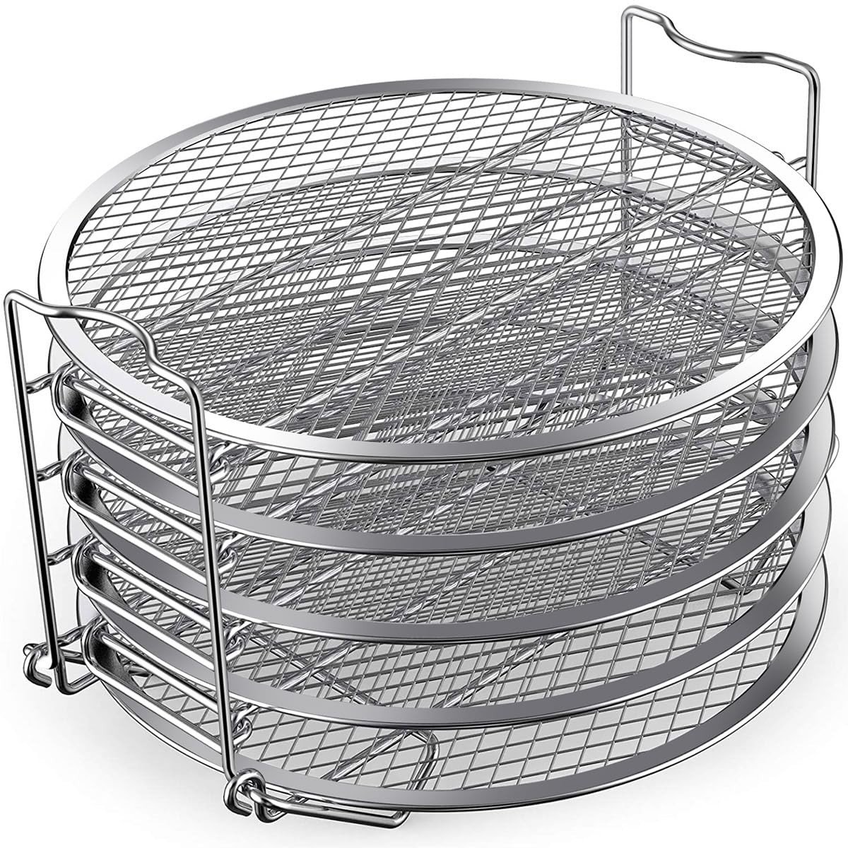 Dailygoods- Dehydrator Hoogwaardig RVS Stoomboot Rack Air Fryer Accessoires Stapelbaar 5 Niveaus Vaatwasmachinebestendig Glad en veilig gebruik Voedseldehydrator