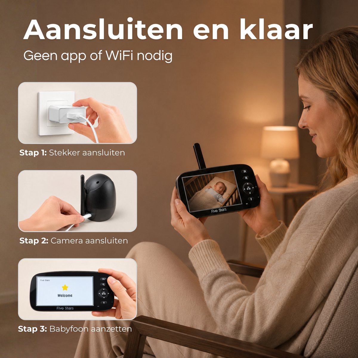Quality Needz Dream One Babyfoon met Camera 5 inch Display - afbeelding 3