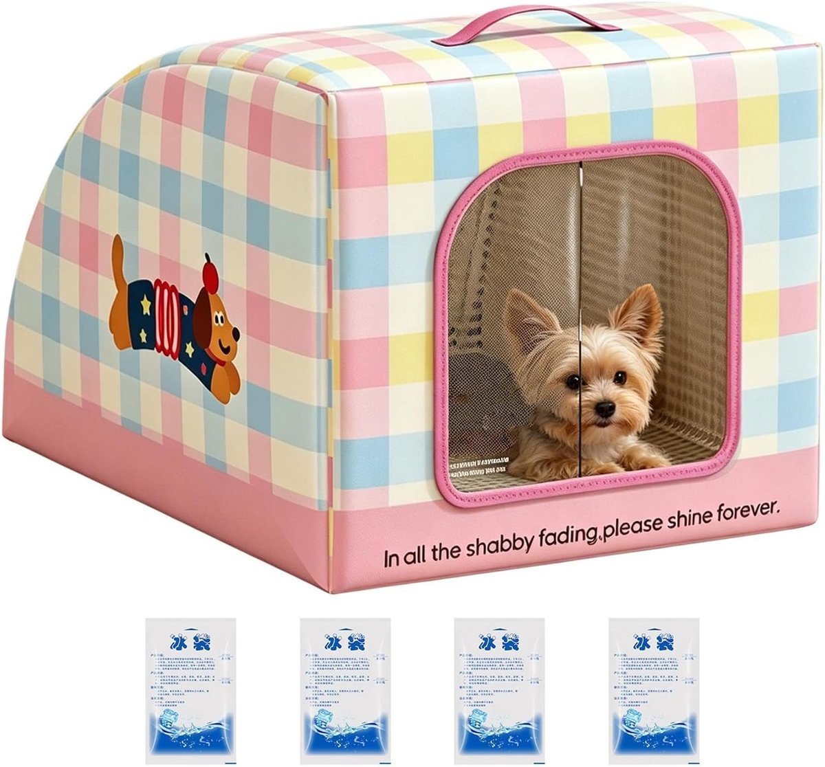 Verkoelend Kattenhuis - Draagbaar Onderkomen - Zomerse Koelte - Geïsoleerd met Ijspak - 12 x 30 x 12 cm - Pup