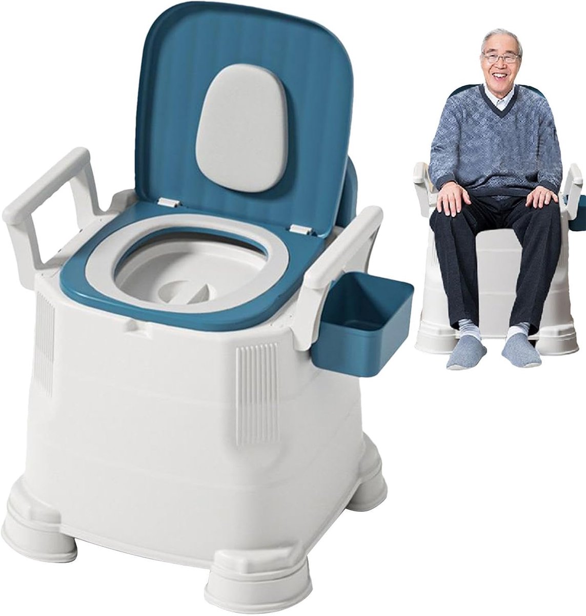 Draagbaar toilet - Outdoor commode - Kamperen en reizen - Verbeterd ventilatieontwerp - 46 x 42 x 52 cm - Wit