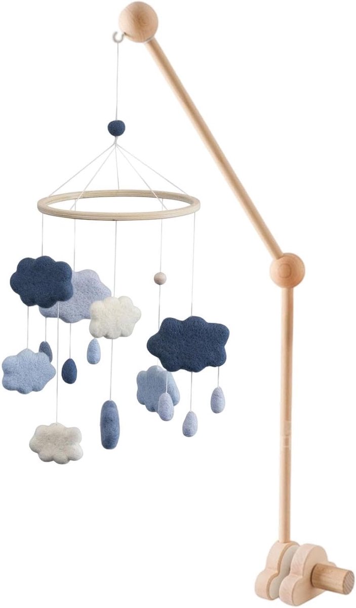 Mobiele Hanger - Wieg Bevestiging - Babykamer Decoratie - Verstelbare Hoogte - 39 cm - Houtkleur