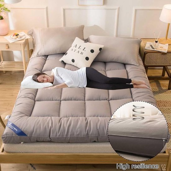 Japanse Futonmatras - Vloermatras Opvouwbaar - Comfortabel Slapen - Extra Dik Huidvriendelijk - Verstelbaar - Grijs — afbeelding 4