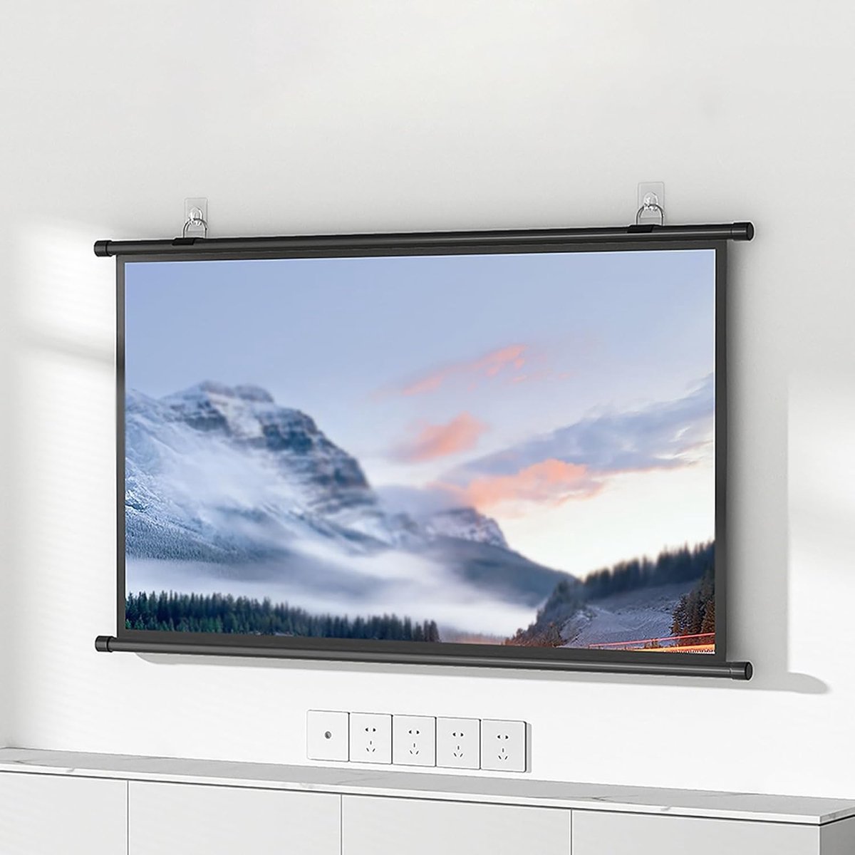 Projectiescherm Wand Plafond - Oprolbaar Scherm - Thuisbioscoop Presentaties - Elegante Pianolak - 60-72 Inch - Wit