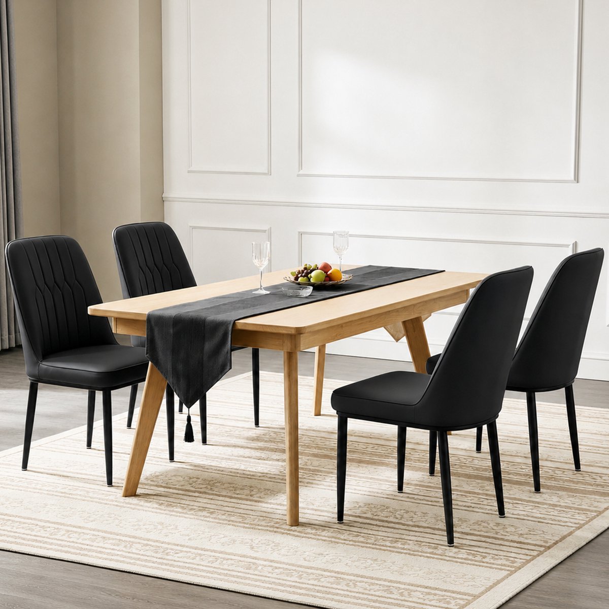 Durrafy® Eetkamerstoelen - Set Van 4 - Eetkamerstoel - Eettafelstoel - Keukenstoel - Eetkamerstoelen - Stoel - Fluweel - PU Leer - Metalen Poten - Modern Design - Max. Draagvermogen 150KG - Donkergrijs