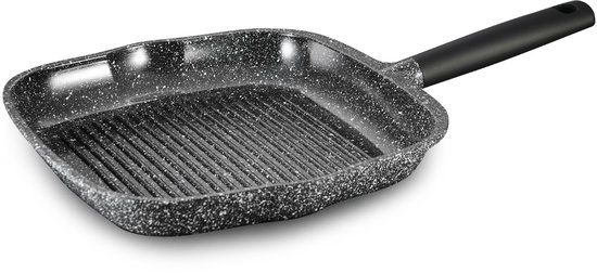 Swiss Haus® MGP28B Grillpan Inductie - Ø 28 cm - PFAS Vrij - Grill Pan Met Sapphire™ Antiaanbaklaag - Vleespan Geschikt Voor Alle Warmtebronnen - Zwart