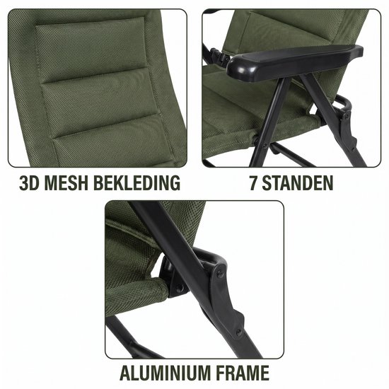 Happy Rhino - Campingstoel Rila L - Vouwstoelen - Groen - 5,3kg - 3D mesh - 44 x 53 x 48 cm van Happy Rhino — afbeelding 3