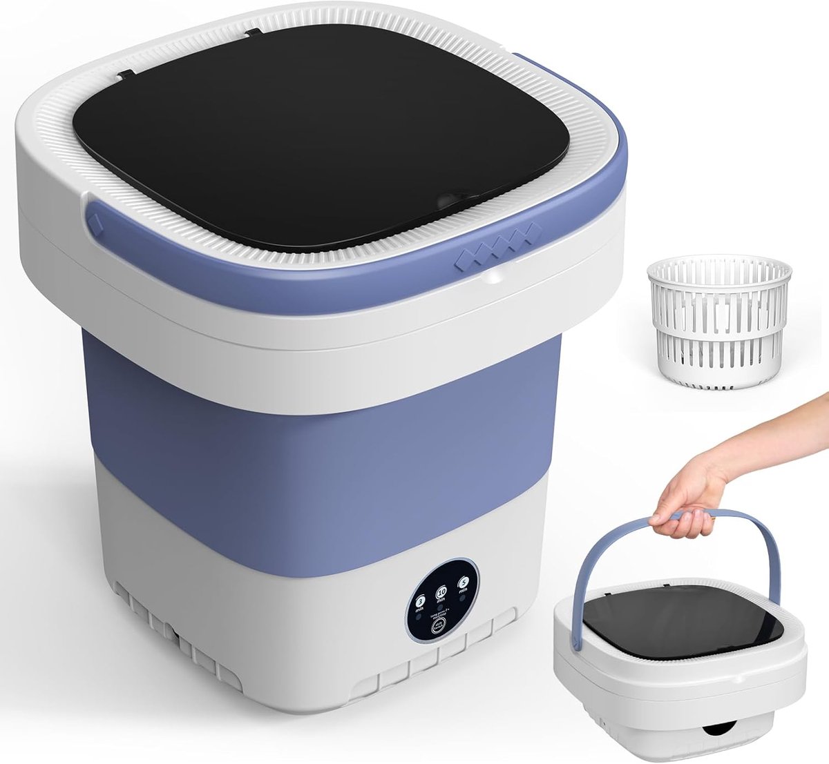Draagbare wasmachine Mini wasautomaat Kleine wasjes doen Opvouwbaar ontwerp 12 Liter capaciteit Paars
