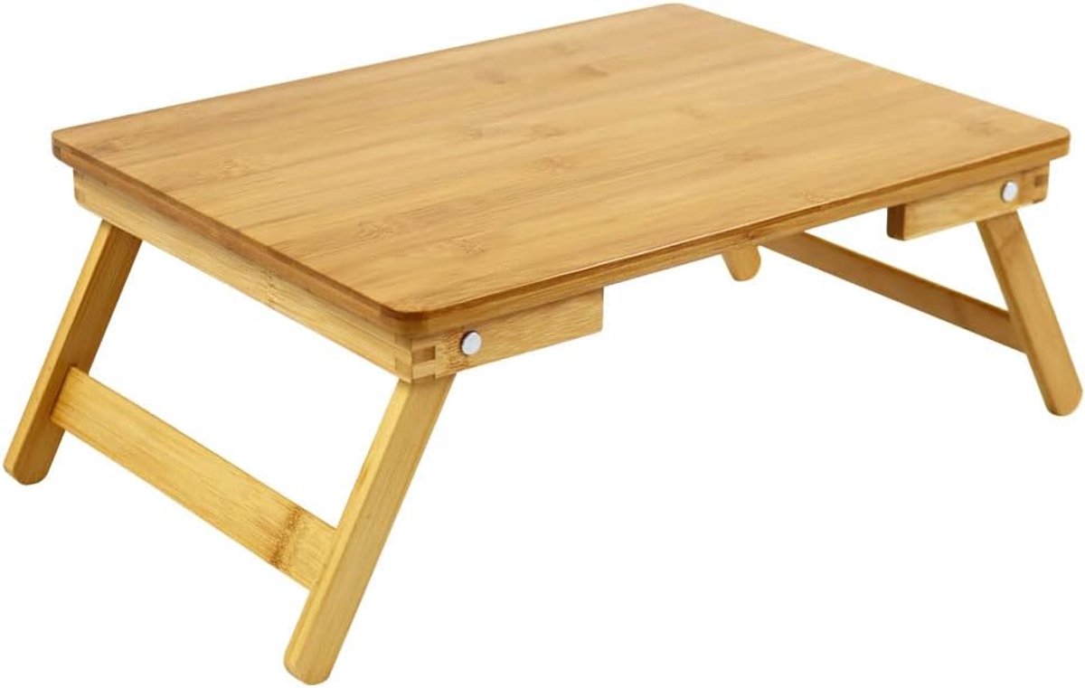 Laptop Bed Tafel - Schoot Bureau - Ontbijt In Bed - Inklapbare Poten - 40x30x17 cm - Natuurlijk