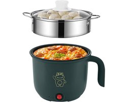 Mini elektrische hot pot - Draagbare kookpan - Snelle maaltijden koken - Met stoompan - 18 liter - Groen
