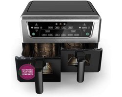 XXL Airfryer Dubbele Lades - Heteluchtfriteuse Bakken - Gezond Koken - PFAS Vrij - 2 x 5.2 L - Zwart