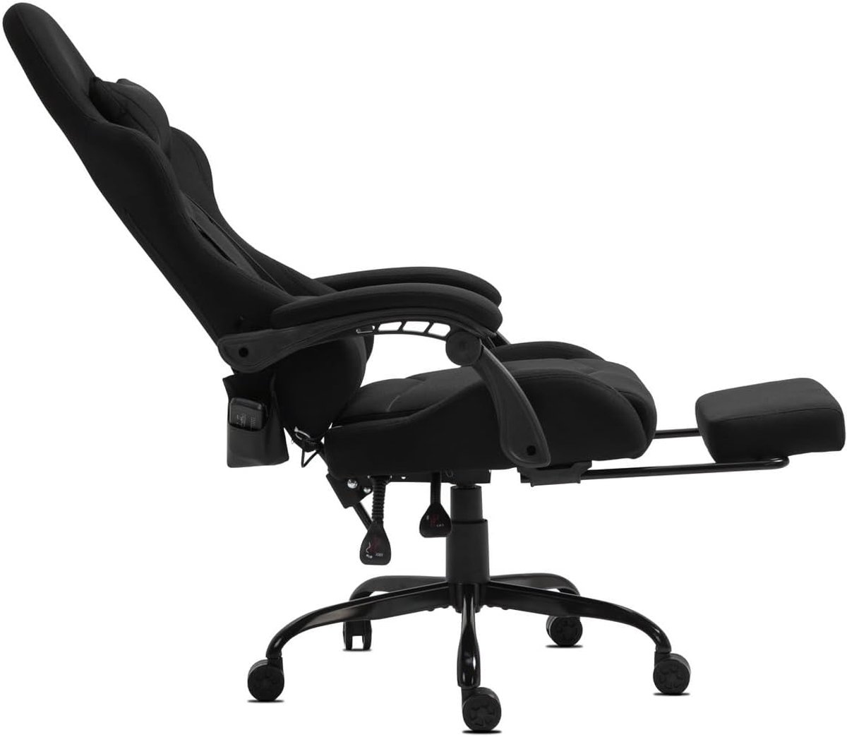 Comfortabele Stoel - Directeursstoel Stoffen - Thuiswerken Ontspannen - Ingebouwde Massagefunctie - 150 kg Belastbaar - Zwart thumbnail 2