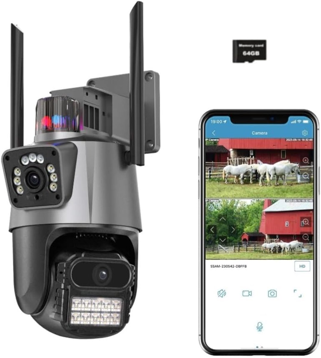 Draadloze Bewakingscamera - Beveiligingscamera Buiten - Huis Beveiligen - Dubbele Lens Panoramisch - 3K Resolutie - Wit