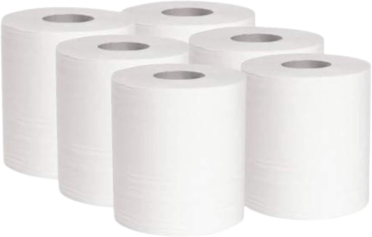 Papieren Handdoeken Rollen - Keukenpapier - Hygiënisch Werken - Voedselveilig - 6 Rollen - Wit