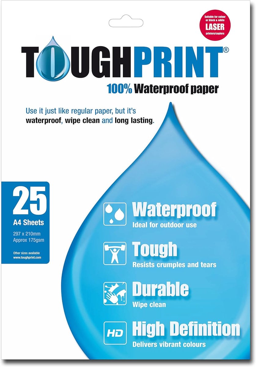 Waterdicht Papier - All-weather Vellen - Buiten Documenten - Kreukel Scheurvast - 25 A4 Vellen - Wit