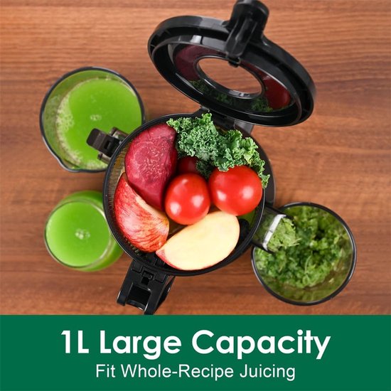 Slowjuicer - Sapcentrifuge voor Groenten & Fruit - 250W Krachtige Motor - Brede Vulopening - BPA-vrij - Stille Sapmachine - Zwart — afbeelding 2