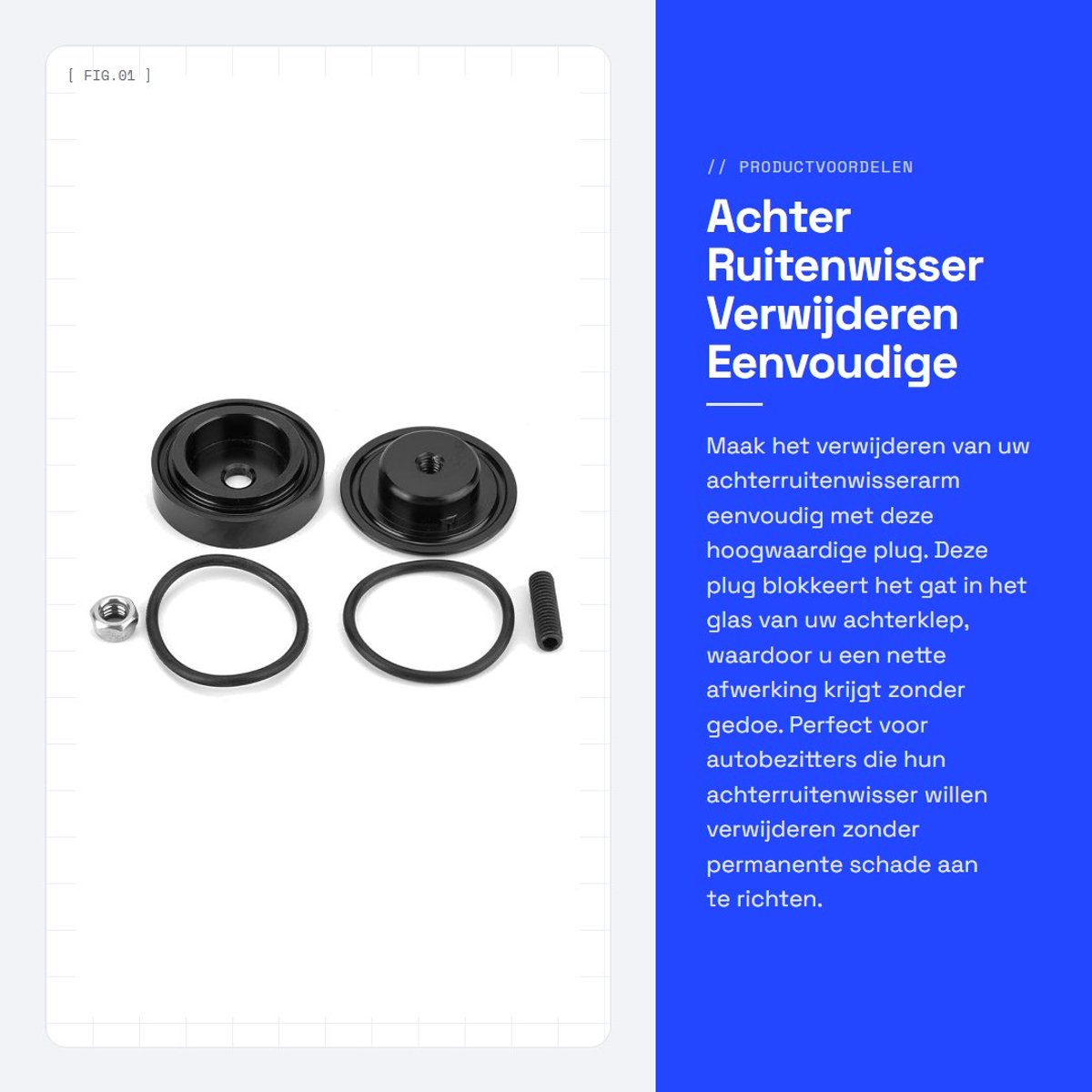 Dailygoods- Ruitenwisser Plug - Achterruitenwisser - Aluminiumlegering - Waterdicht - Eenvoudige installatie - Duurzaam in gebruik - Ruitenwisserplug